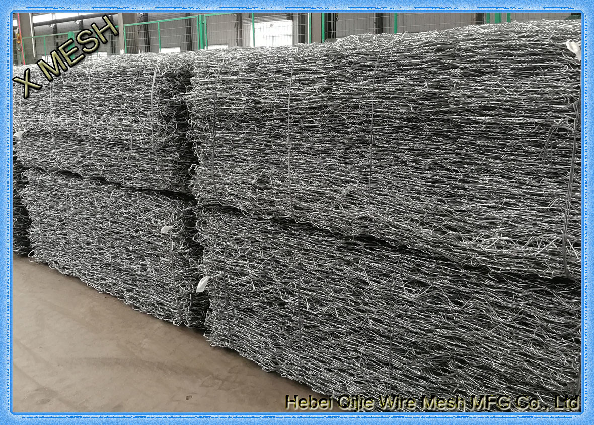Middle Steel Wire Mesh Gabion Basket Hexagonal Twist Fit Longitudinal River Structure