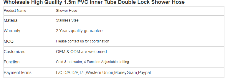 Hot Cold Water Function Stainless Steel Shower Hand Connection Pipe For PVC Bidet Hose