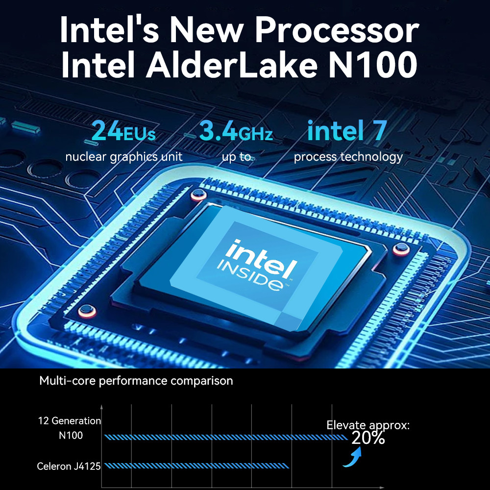 Intel N100 / N200 Mini Desktop PC LPDDR5 16G RAM Windows 10/11 Linux Mini Desktop