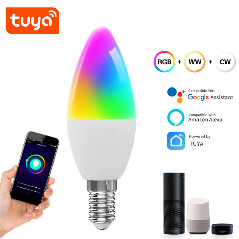 AC100V Tuya Smart WiFi LED Light Candle Smart Wifi Bulb 300 Luminous
