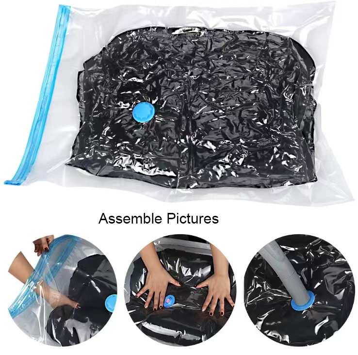PE Plastic Vacuum Compression Bag for Quilts Clothes and Travel Spot Air Suction Valve