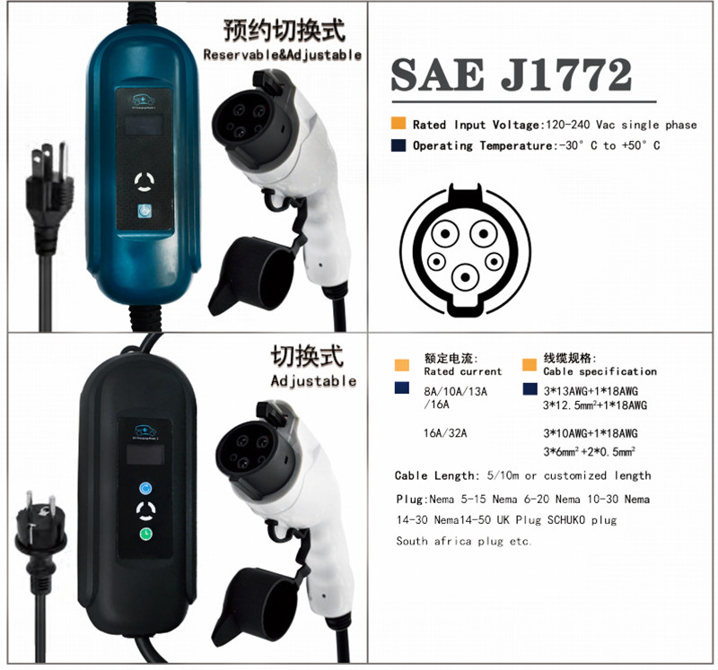 250V 32A 5pin Electric Vehicle Cable Vehicle Charging Cable