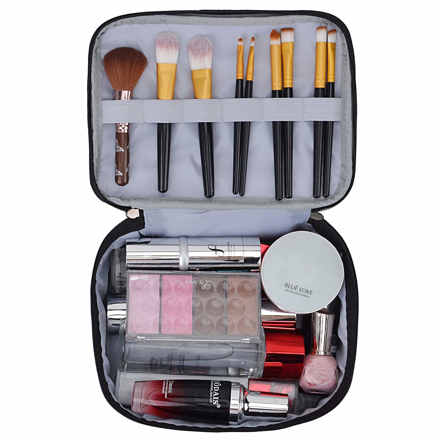 Hot sell cosmetic bag with 2 layer for double zippers