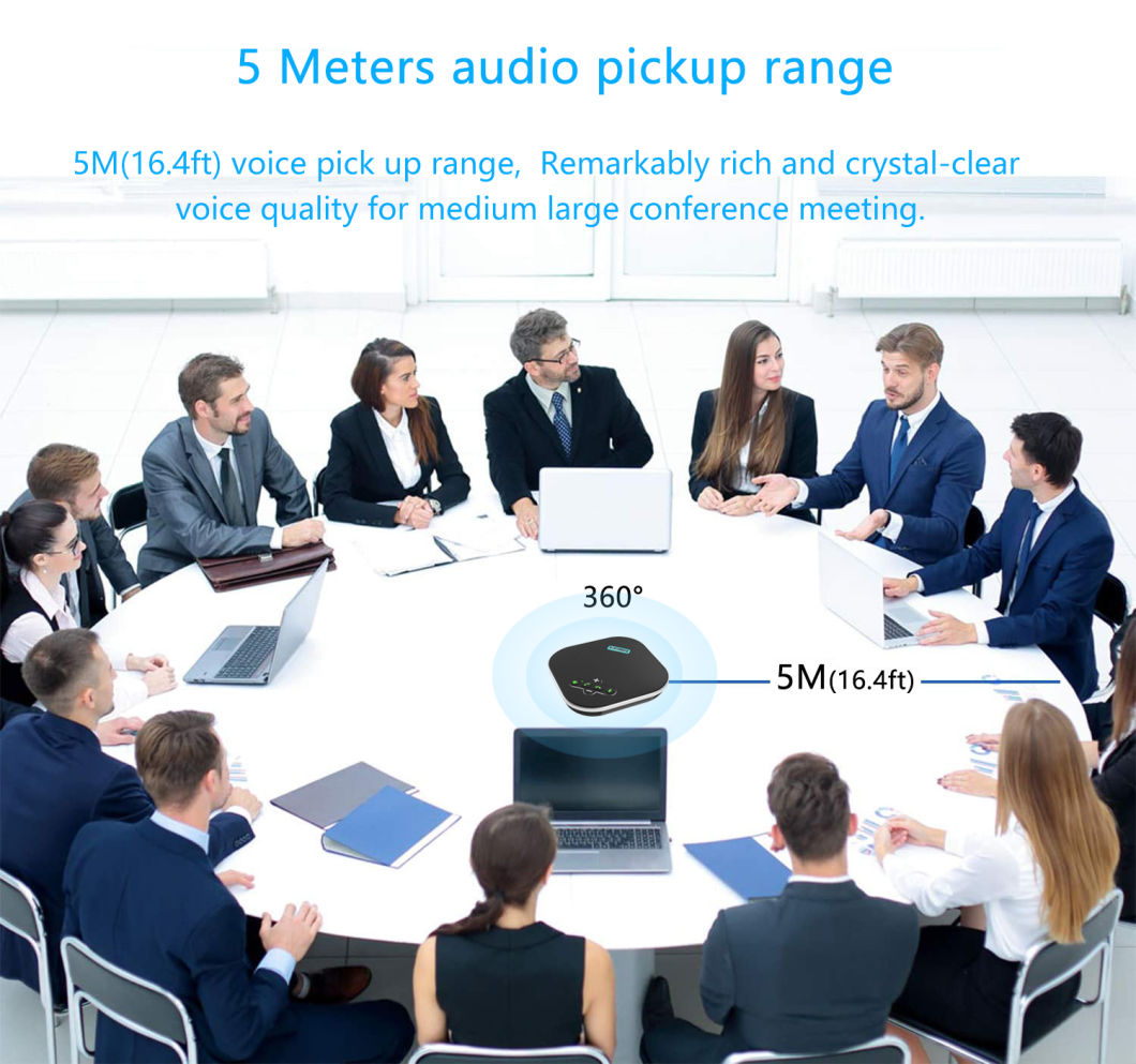 Na200g Wireless Conference Speaker with Dongle Idea for Home Office 360 Degree Voice Pickup 4 Ai Echo&Noise Canceling Microphones USB Speakerphone with Aux out