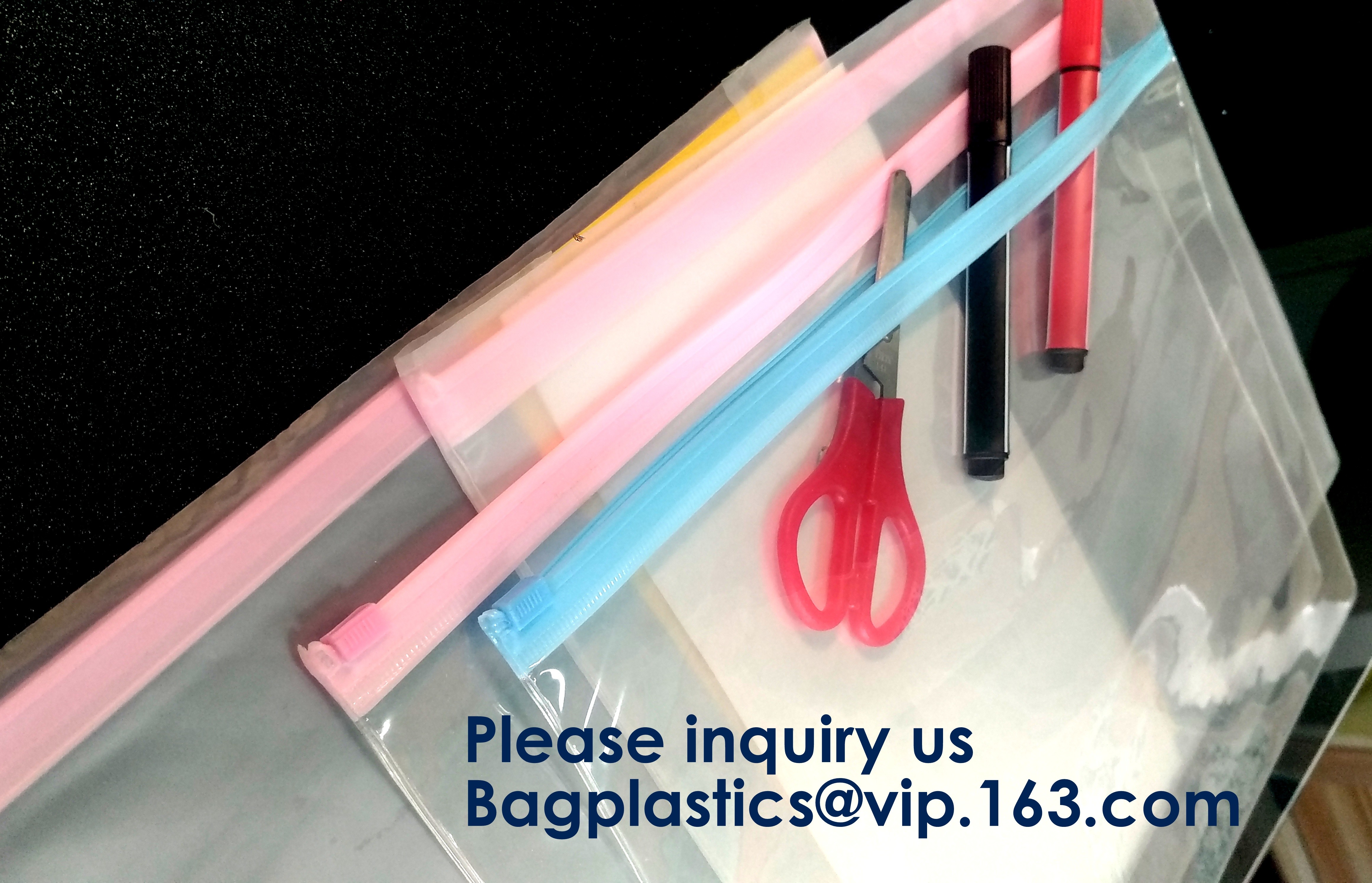 Metal Slider Office File Folder Mesh Clear PVC Zip Lock Document Bag,Folder File Wallet Zipped Lock Document Bag pack