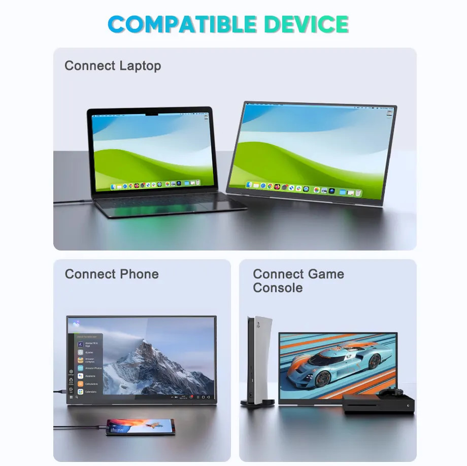 Ultra Slim Ips Portable Usb C Touch Monitor 18.5 Inch 1080P HDR Travel Second Monitor