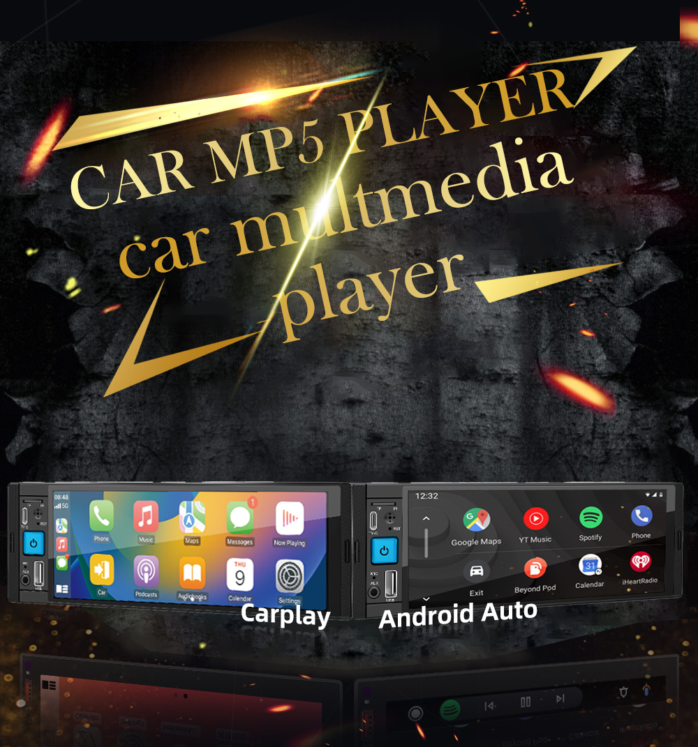 Video Player 6.86" Car Screen Player with Android Auto GPS Navigation and Radio Tuner