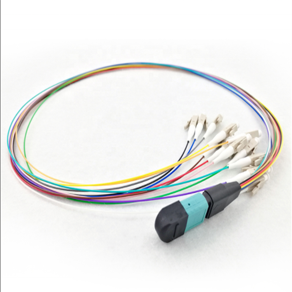 0.3M MTP to LC 12 core ribbon fiber 0.9mm 12 color fanout Patch Cord