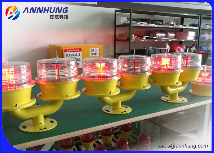 Low Intensity Solar Aviation Obstruction Light GPS Sync Flashing Lamp 360° Beam Angle