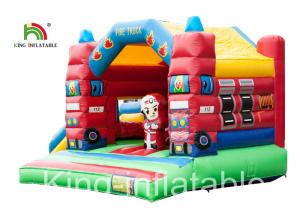 China Slide Type Fire Truck Trampoline Inflatable Jumping Castle For Indoor Kids on sale