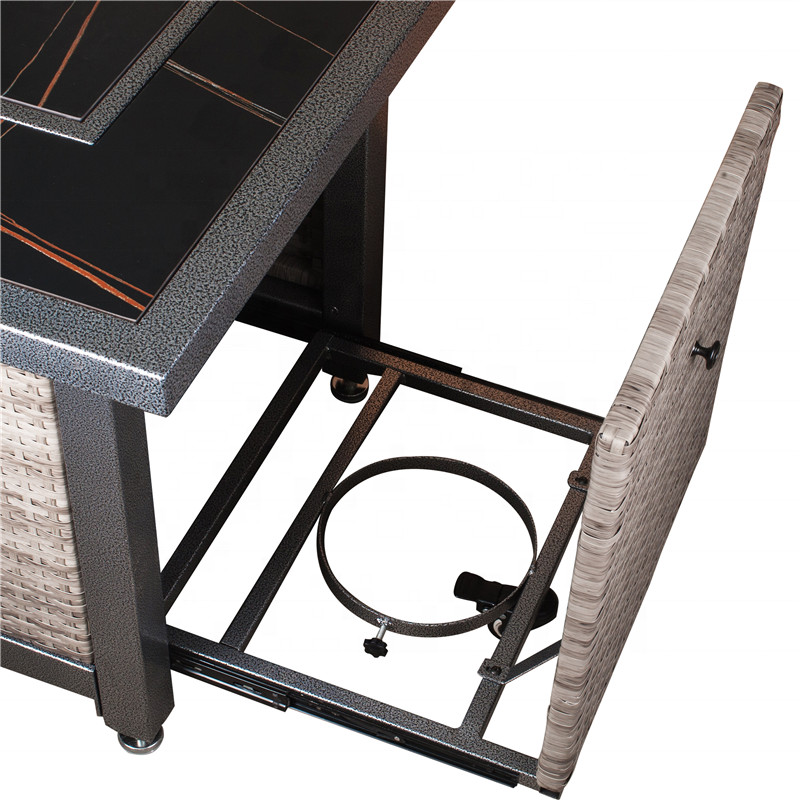 Rectangle Smokeless Outdoor Gas Firepit Metal Rattan Propane