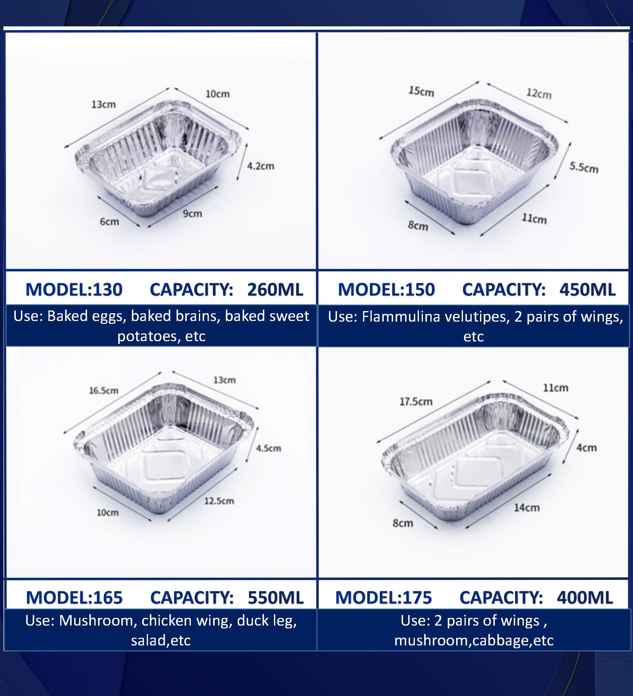 211 750ML Aluminium Foil Tiffin Box 210*140*48mm For Barbecue