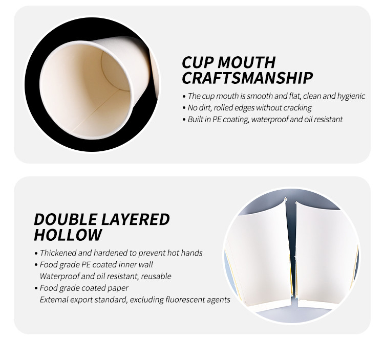 Biodegradable Double Wall Compostable Coffee Cups 500ml Waterproof