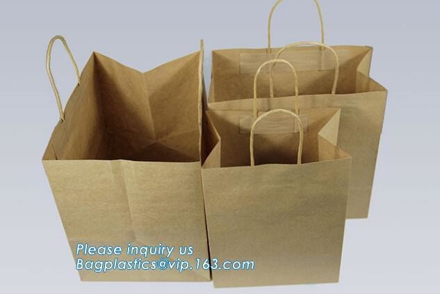 Flower carrier bag with different color customized pot plants kraft paper bag with handle,stamping logo fancy paper flow