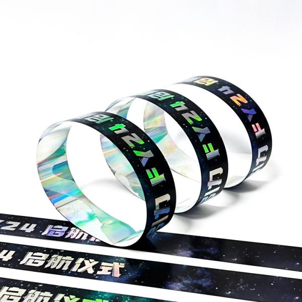 Quality Factory Wholesale Paper Wrist Bands Event Custom Concert Neon Rainbow Shiny Laser Promotional Gift Paper Wristband for sale