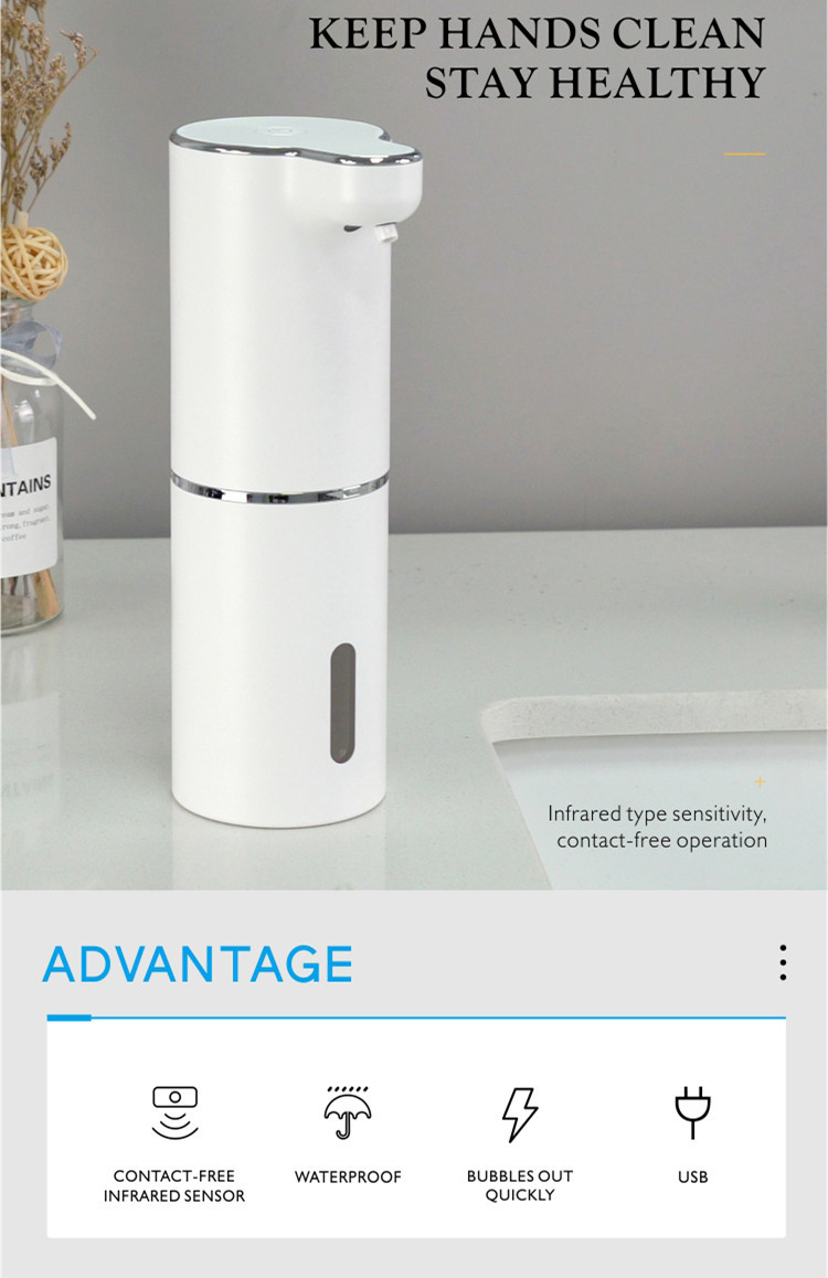 300ML Infrared Sensor Automatic Soap Dispenser ABS 800mAh White