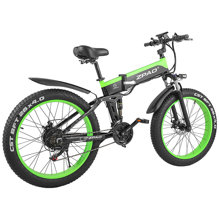 White 26"*4.0 CST Tyre Folding Electric Bike With 48V 12AH 500W Motor Big LCD E-bike