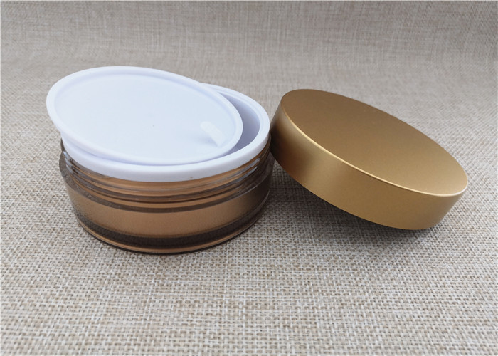 AS Gold Color Plastic Cosmetic Jars Cylindrical Shape Customized 100G