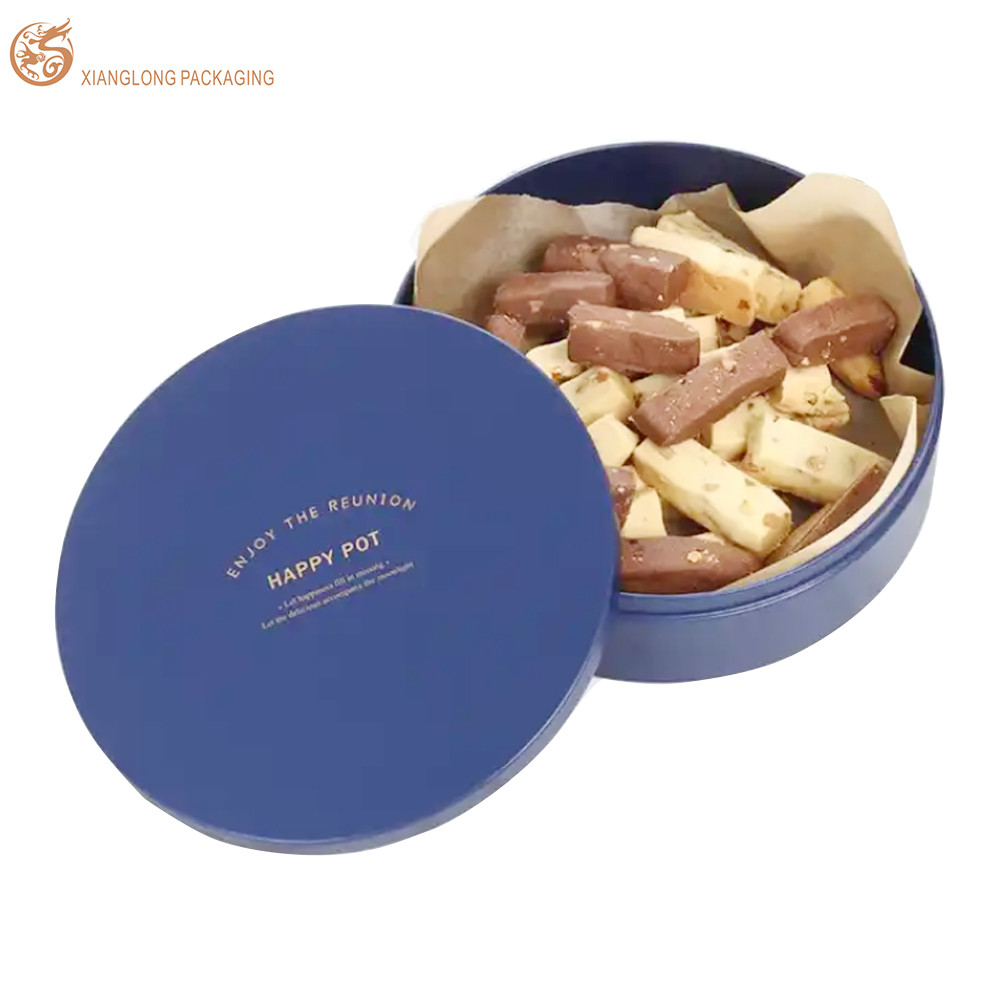 Brown Round Chocolate Paper Box Tube Cookie Macaron Biscuit Packaging Box With PET Tray
