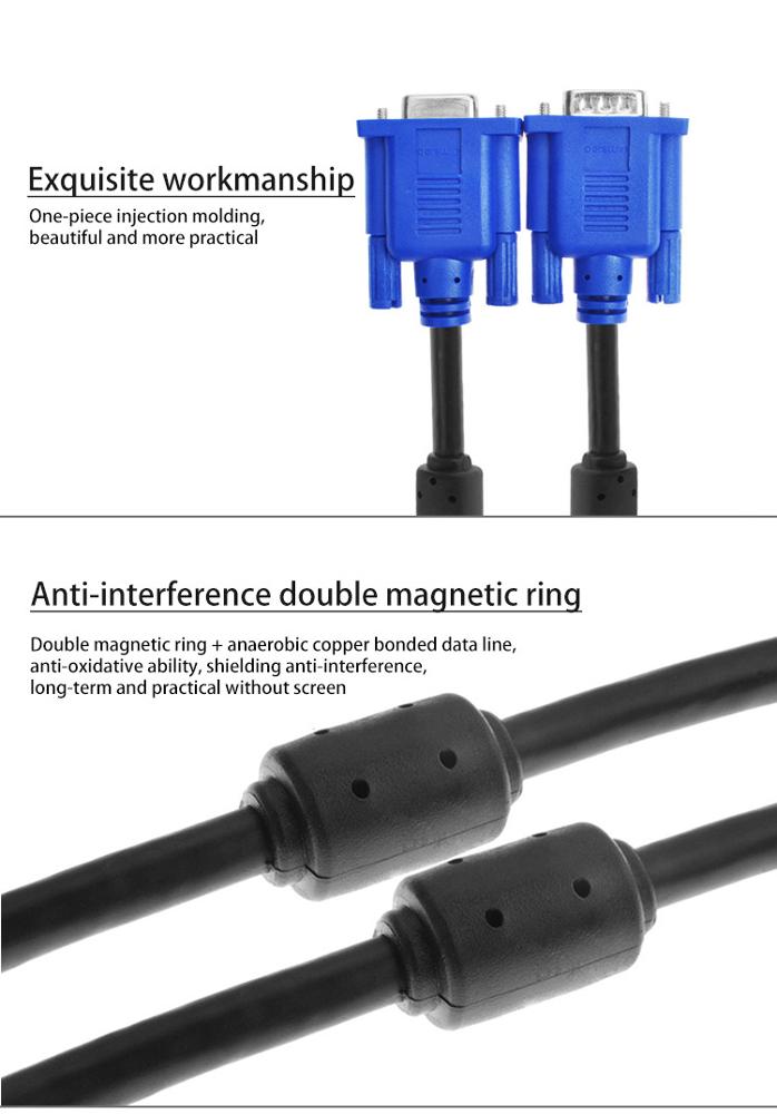 2M VGA Monitor Cables 3+2 Male To Male Vga Cable With Blue Plug