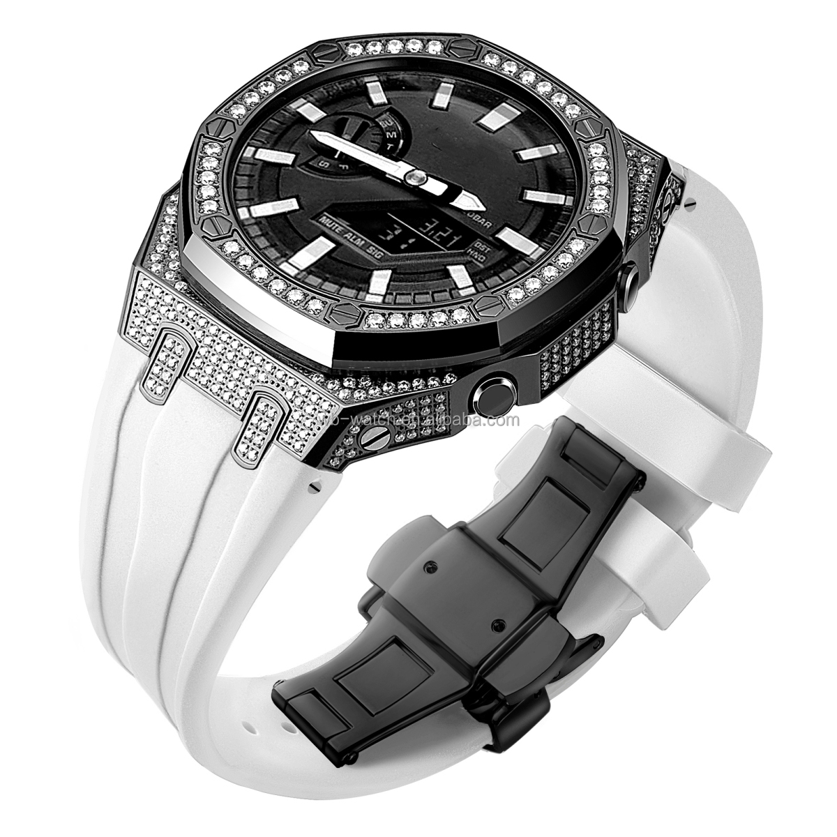 Luxury Ga2100 5Th Generation Full Diamond Watch Case Rubber Strap Resin Watch Band Kit
