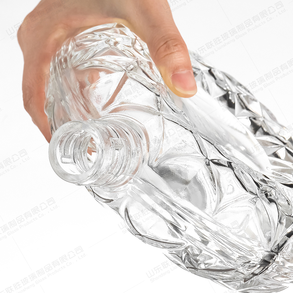 500ml 1000ml Clear Glass Bottle for Whiskey Gin end with Polymer Gold Cork or Pour Lid