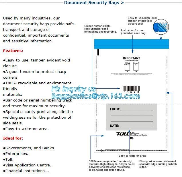 Document safe tamper proof bank deposit bag, Steb Plastic Money Pe Bank Deposit Coin Security Pouch Bags With Seal For C