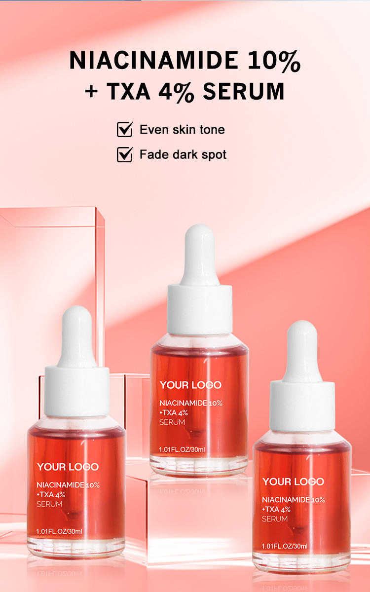 Private Label Niacinamide 10 and Txa 4 Serum Dark Spot Aha Organic Moisturizing Rejuvenating Niacinamide Face Care Serum