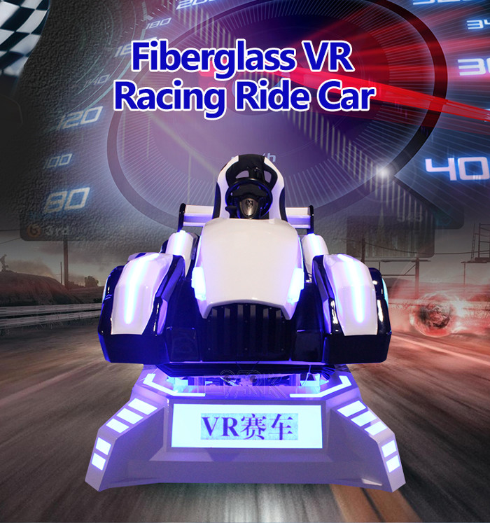 Four Wheel Drive Electric Car 9d Vr Simulator Fiberglass Material White Color