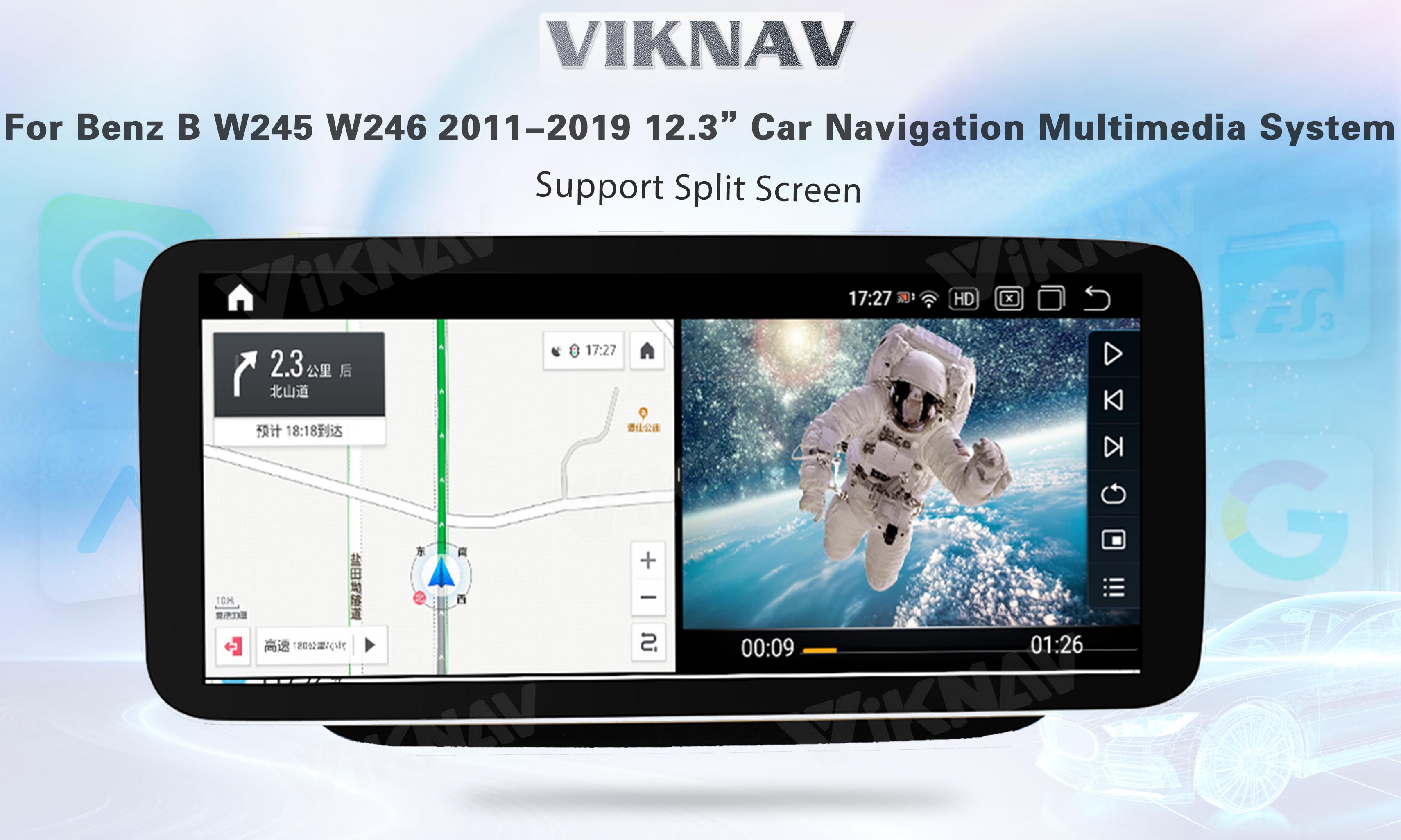 Viknav Android Car Radio For Mercedes Benz B Class W245 W246 2011-2019 12.3 Inch Multimedia Player GPS Navigation NTG5.0