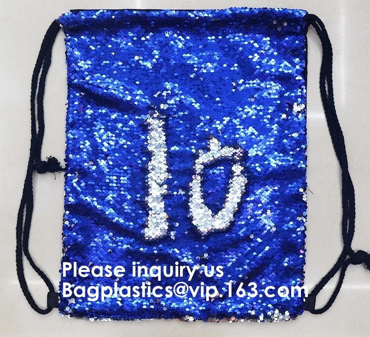 Fashion Bling Sublimation Strapping Sequin Drawstring Backpack Bag,Glitter Mermaid Flip Sequin Bag Outdoor Shoulder Reversib