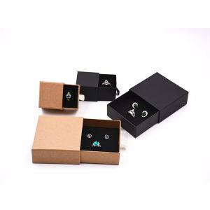 ISO9001 120gsm Black Matt Kraft Paper Drawer Box With Handles