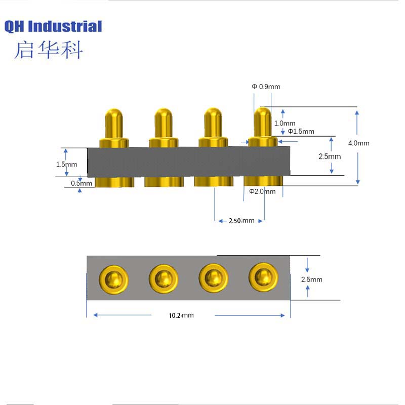 4Pin Egypt Intercom Connector 4Pin spring loaded pin Magnetic Connector Waterproof spring loaded pin Connector