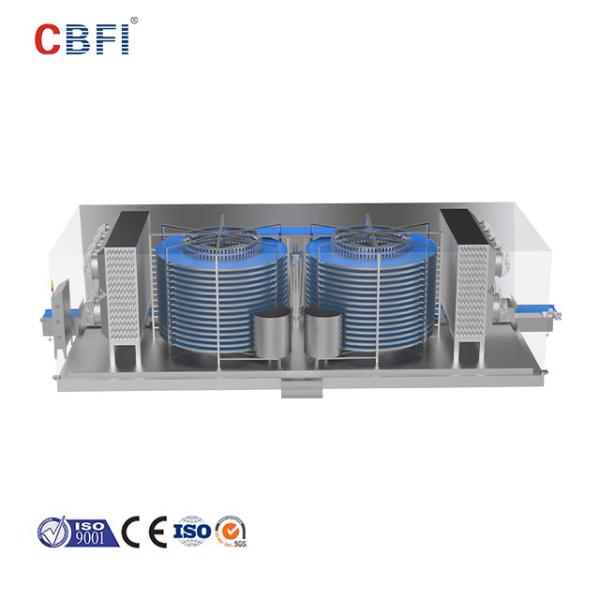 Belt IQF Spiral Quick Blast Freezer For Pasta Fruits Vegetables Shrimp Food