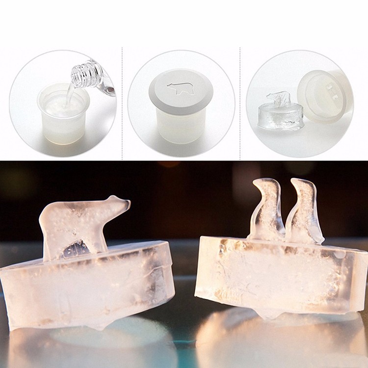 Polar bear and penguin shaped alibaba best sellers easy release wholesale custom silicone ice cream maker ice cube tray mold