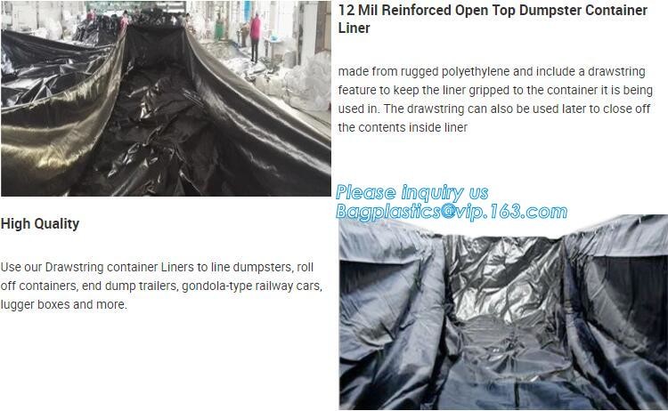Dumpster 6Mill Open Top Roll Off Drawstring Container Liners,Open Top Drawstring 6 Mil Roll Off Container Liners, BAGEAS