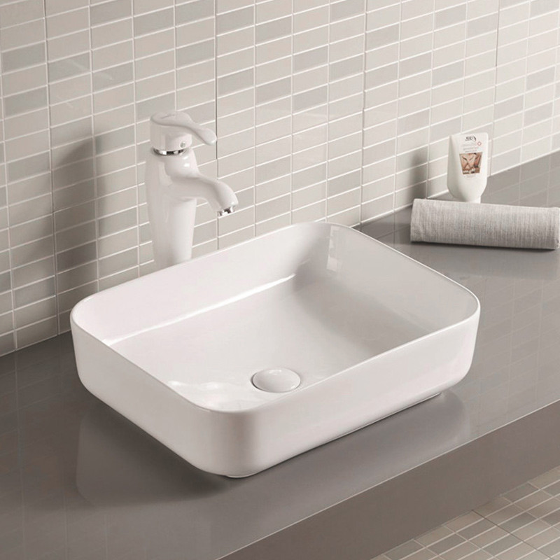 Small Rectangular Counter Top Wash Basin Porcelain Vessel Sink 20 Inch