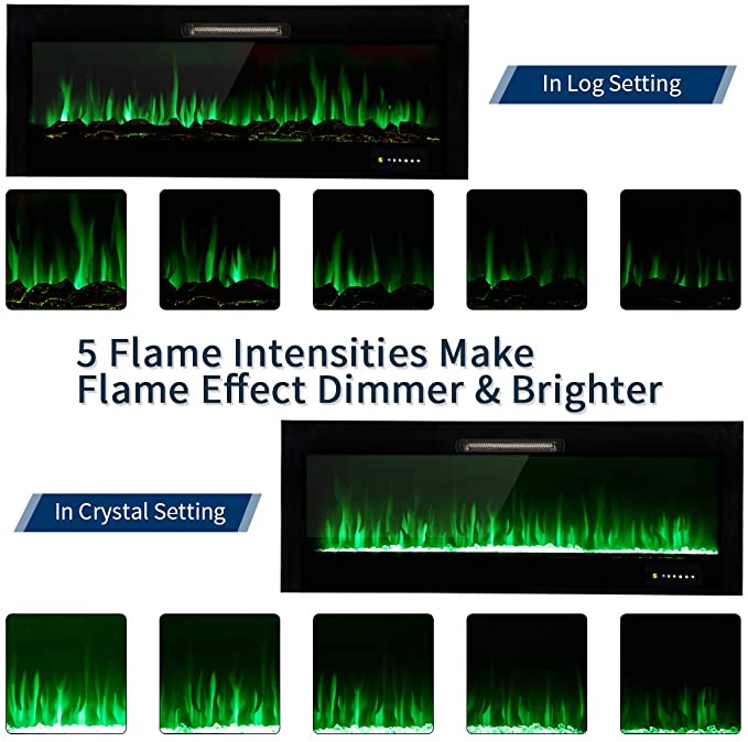Adjustable Thermostat 40-In Electric Fireplace Wall Mounted Fireplace for Home Heating