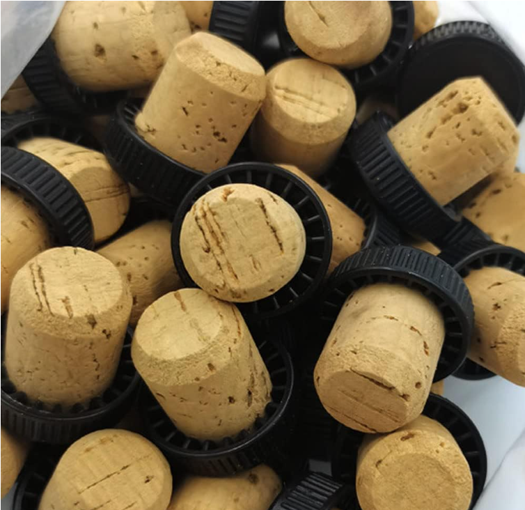 Wooden Head Bottle Stopper With Synthetic Cork For Glass Liquor Bottle With Custom Logo
