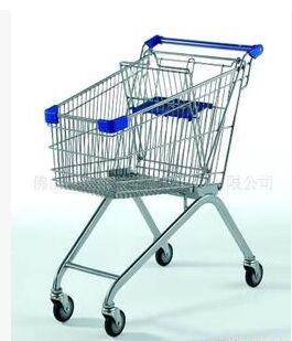 Wire Metal Supermarket Shopping Trolley Cart / Zinc Plated wheeled shopping