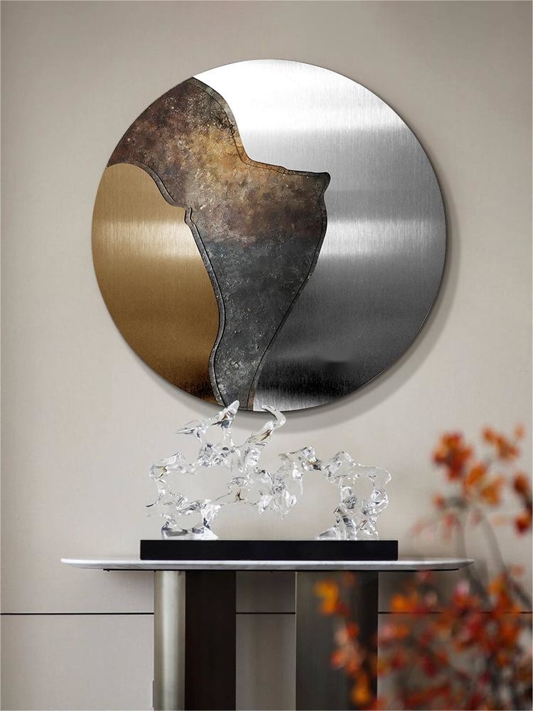 Custom Tailored Metal Round Decorative Painting Hotel Villa Entryway Renovation