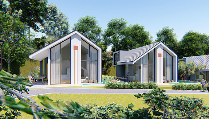 Prefab Light Steel Frame House Hotel Unit Optimal Integration With Landscape