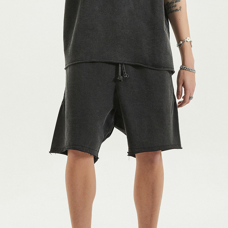 Men's Custom Logo Oversized 100% Cotton Sportswear Tracksuit T-shirt and Shorts Set