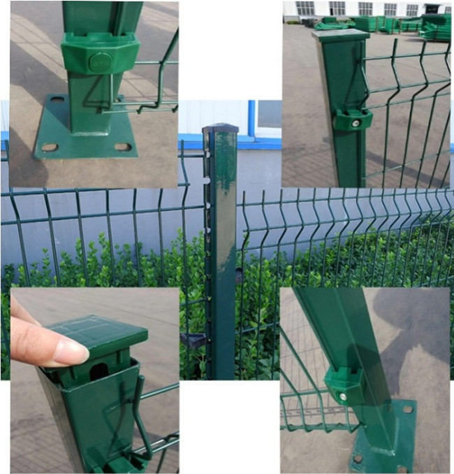 50*200mm Pvc Coated Wire Mesh Fence 3d Curved Welded With Peach Post
