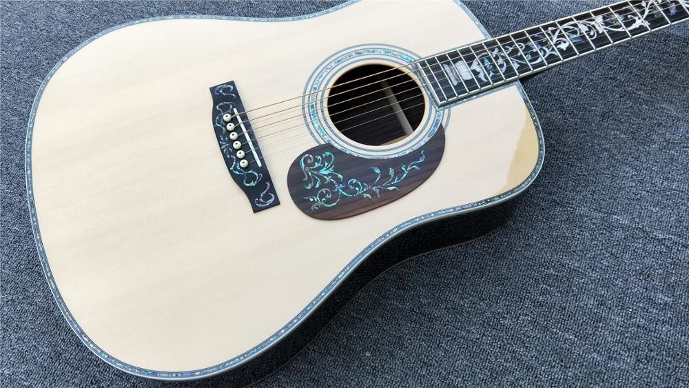 41 inch acoustic guitar,Real Abalone inlays and binding,Ebony fingerboard,Factory Custom Solid spruce top Classic Guitar