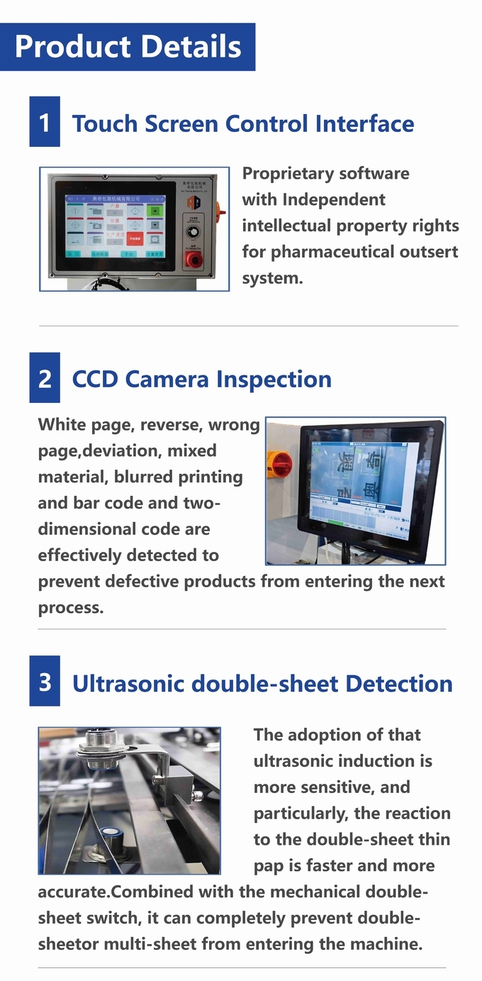 Automatic Vision Inspection System For Pharmaceutical Leaflet Inserts Folding Machine With Belt Driving