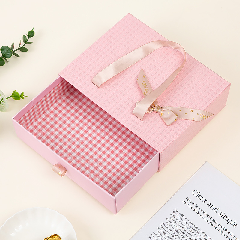 Gift Craft Industrial Colorful Portable Drawer Gift Box with Ribbon
