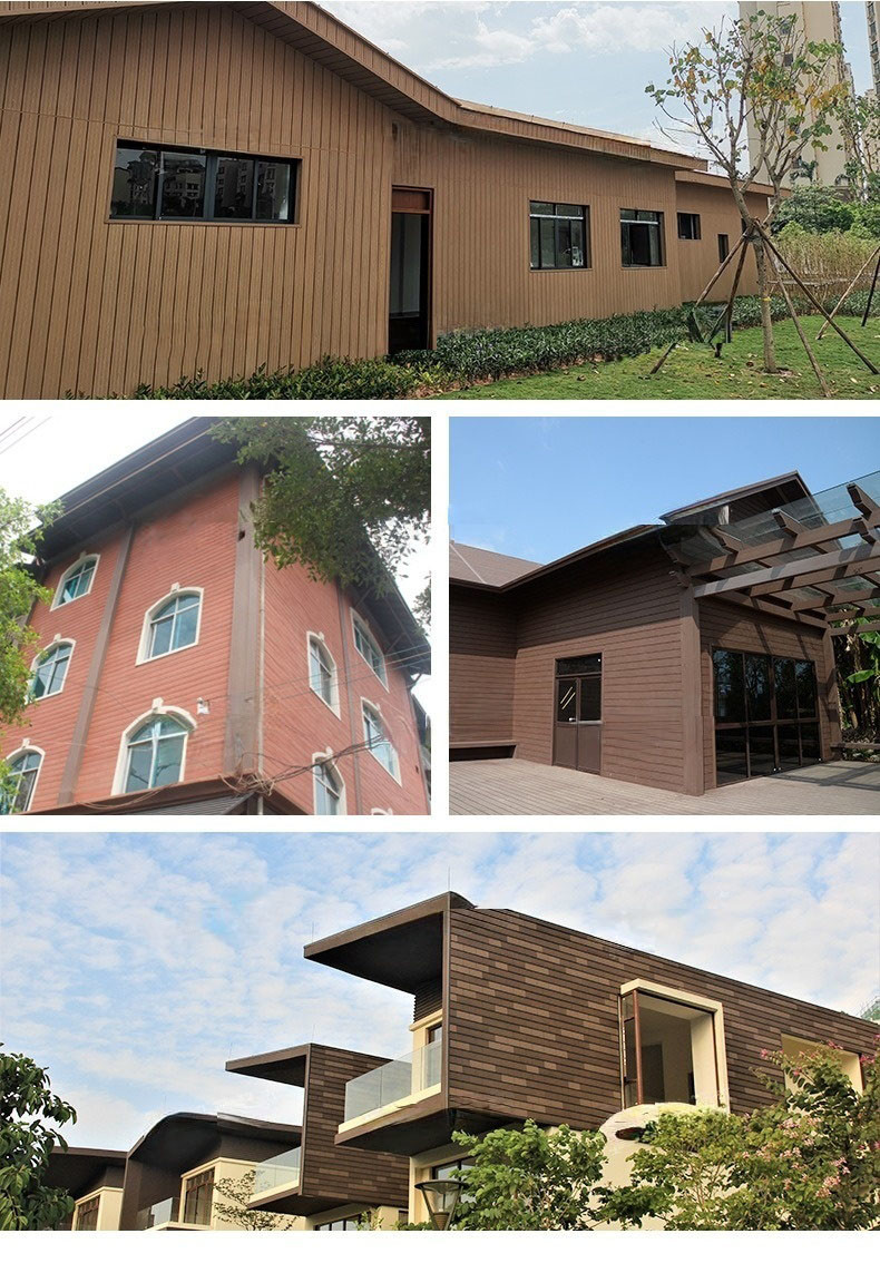 Brown 25x227mm WPC Cladding Wall Panel For Hotel Park Wood Plastic Composite Siding Grille Plank