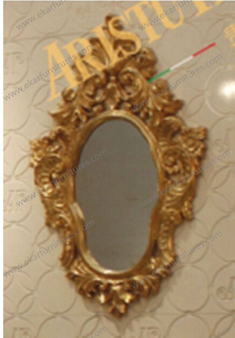 Shaped Wall Dresser Mirror with Carven frame golden color FG-105