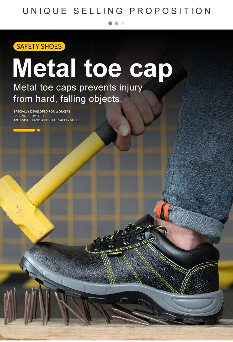 Genuine Leather Industrial Safety Shoes Mens Summer Shoes With Holes